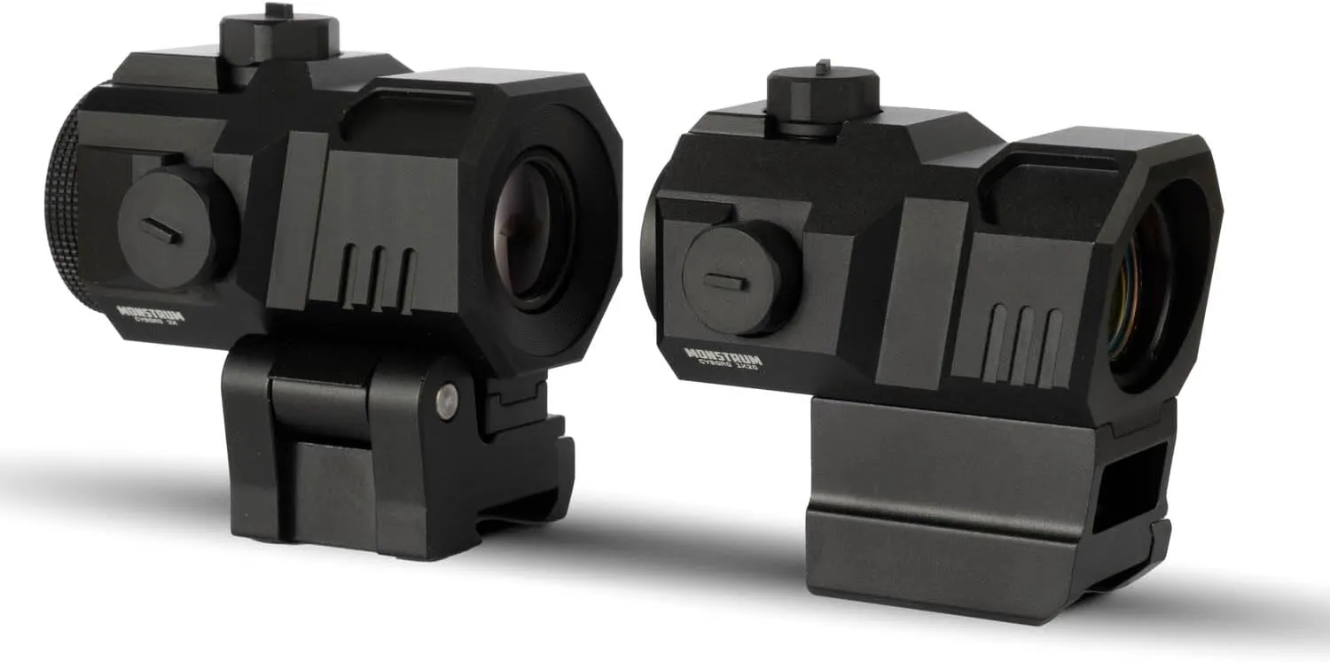 Monstrum Cyborg Red Dot Sight with Shake Awake | 3X Magnifier with Flip to Side Mount | Combo