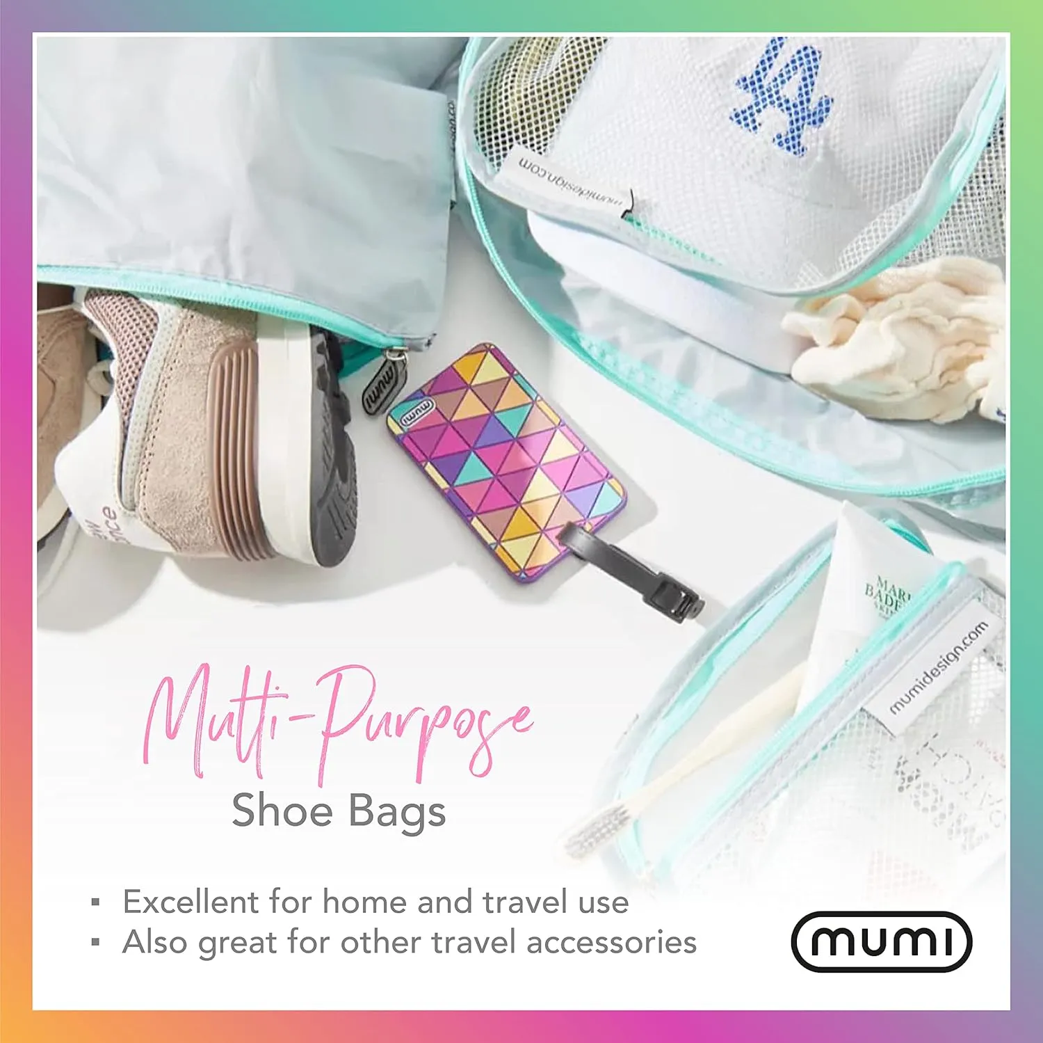 MUMI Travel Shoe Bags – Set of 2 Waterproof Shoe Bag for Travel, Gym & Packing | Lightweight Organizer for Shoes Storage & Closet | For Men & Women, Shoes Packing Bags for Luggage (Blue)
