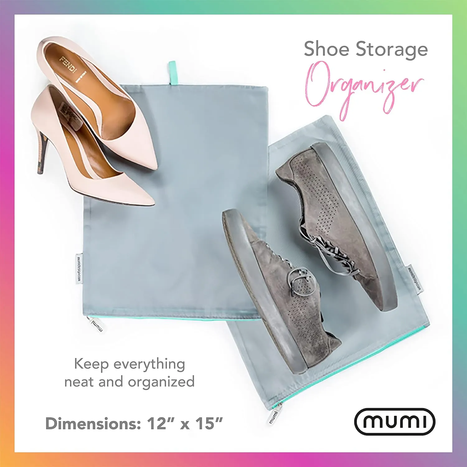 MUMI Travel Shoe Bags – Set of 2 Waterproof Shoe Bag for Travel, Gym & Packing | Lightweight Organizer for Shoes Storage & Closet | For Men & Women, Shoes Packing Bags for Luggage (Blue)
