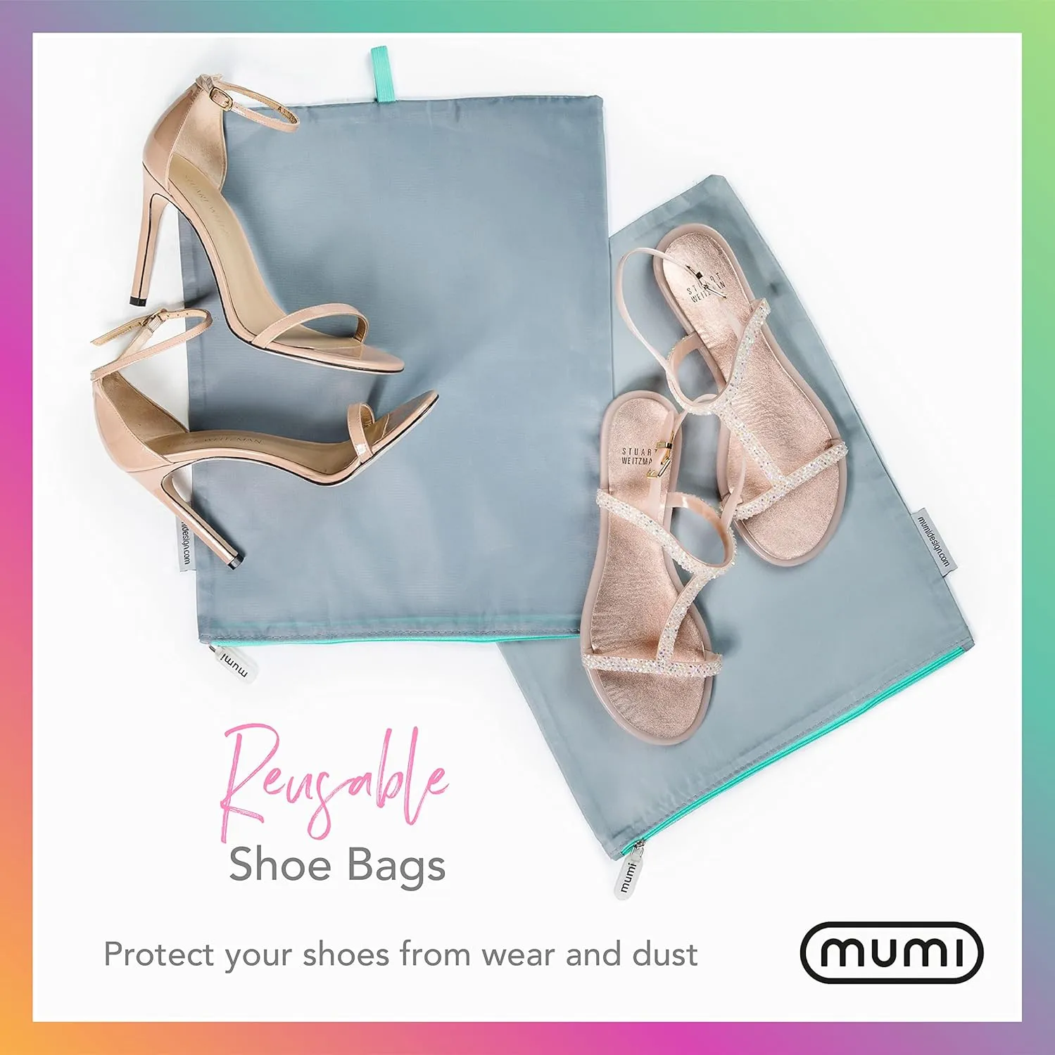 MUMI Travel Shoe Bags – Set of 2 Waterproof Shoe Bag for Travel, Gym & Packing | Lightweight Organizer for Shoes Storage & Closet | For Men & Women, Shoes Packing Bags for Luggage (Yellow)