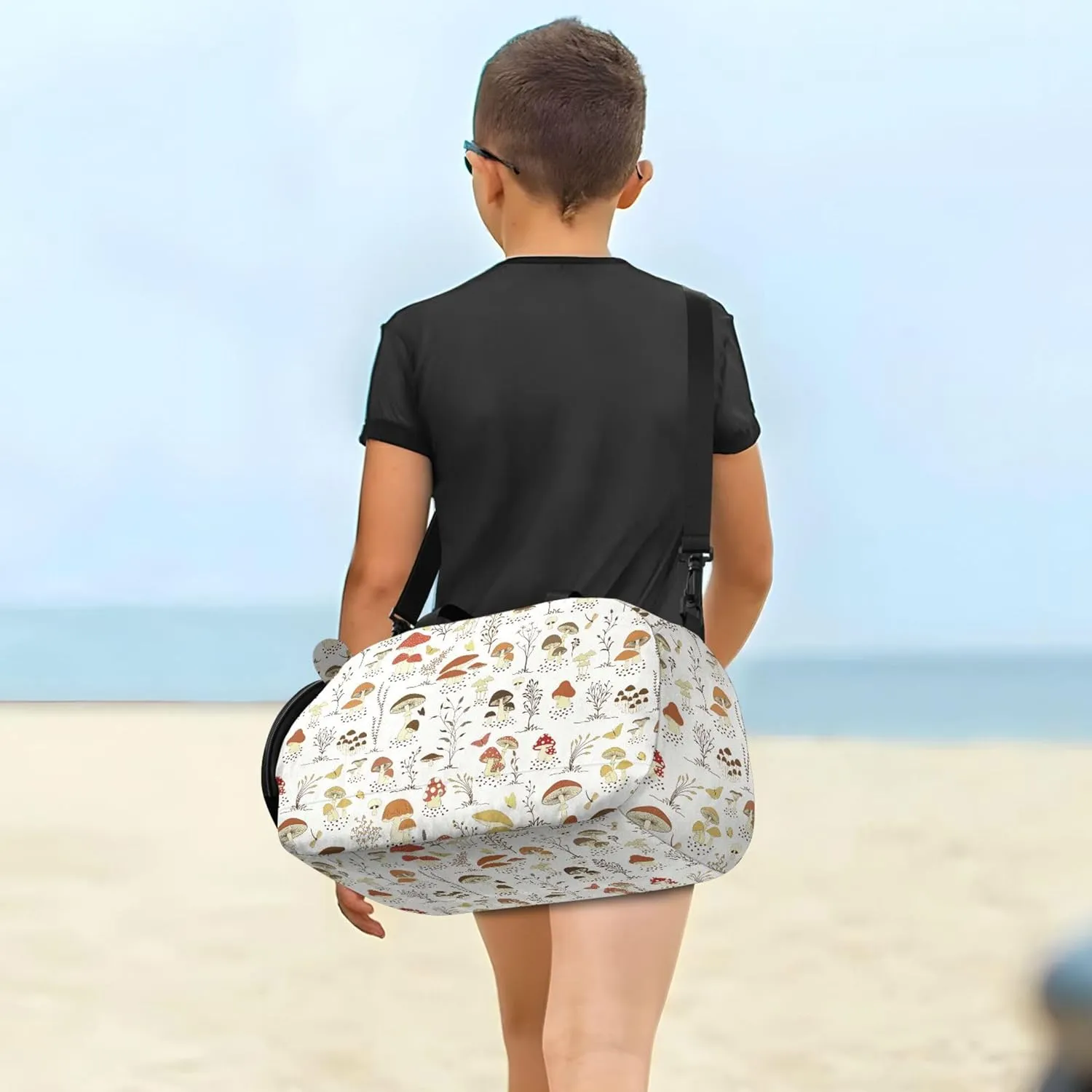 Mushrooms and Butterflies Kids Duffel Bag with Shoes Compartment Multifunctional Kids Overnight Bag for Travel, Sports, Fitness & Workout