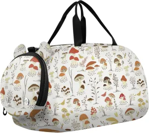 Mushrooms and Butterflies Kids Duffel Bag with Shoes Compartment Multifunctional Kids Overnight Bag for Travel, Sports, Fitness & Workout