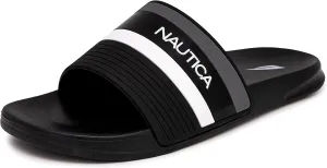 Nautica Men's Open Toe Slide Sandals - Comfortable Indoor & Outdoor Shower Slippers