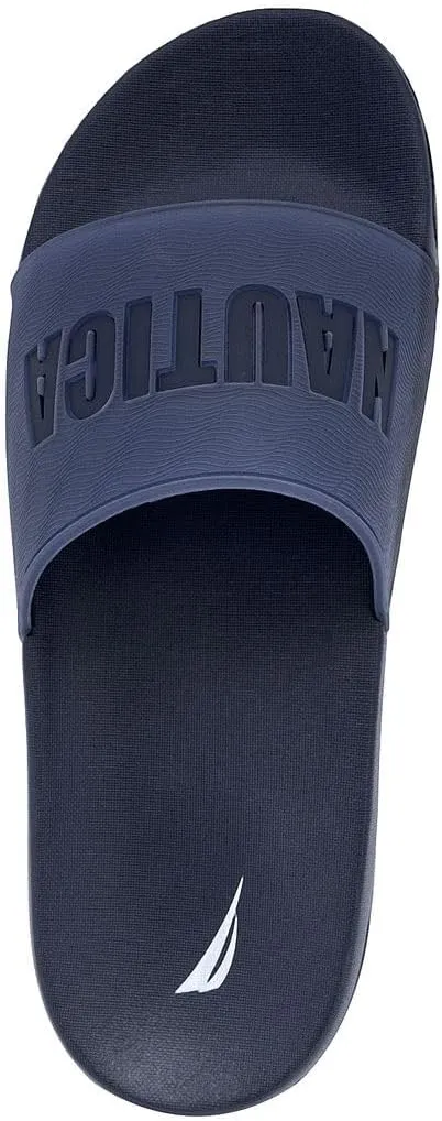Nautica Men's Slide Sandals – Comfortable Slip-On Pool & Beach Shoes with Cushioned Footbed for Casual Wear