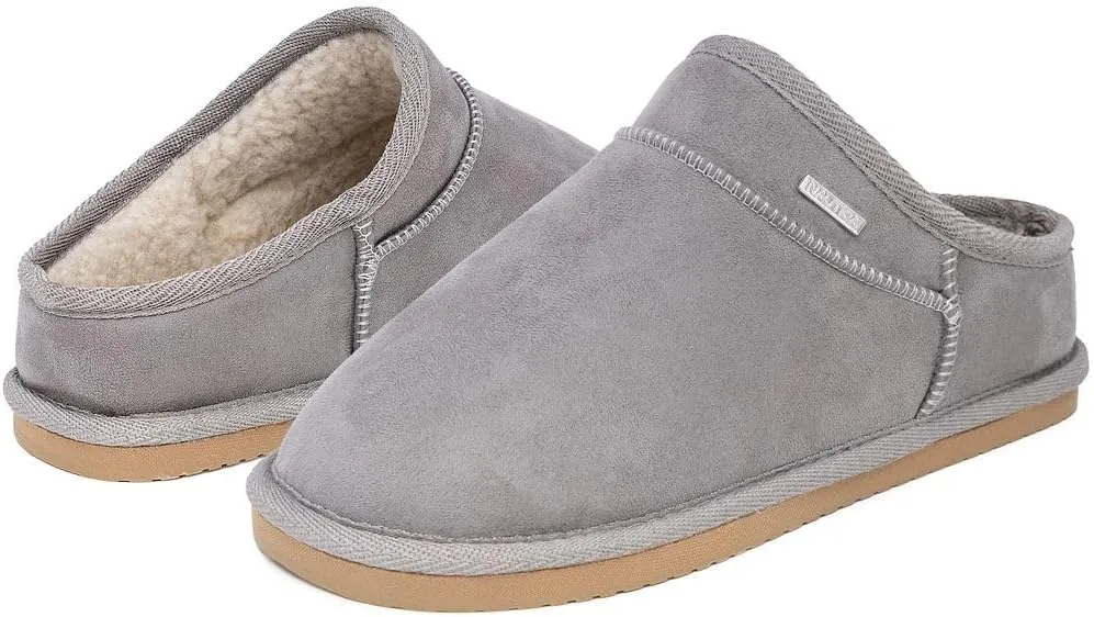 Nautica Women's Cozy Clog Slippers with Plush Faux Fur Collar and Durable Rubber Sole for Indoor & Outdoor Comfort
