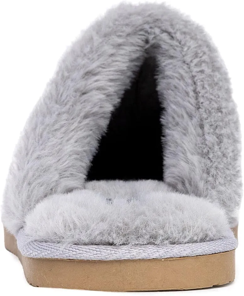 Nautica Women's Cozy Clog Slippers with Plush Faux Fur Collar and Durable Rubber Sole for Indoor & Outdoor Comfort