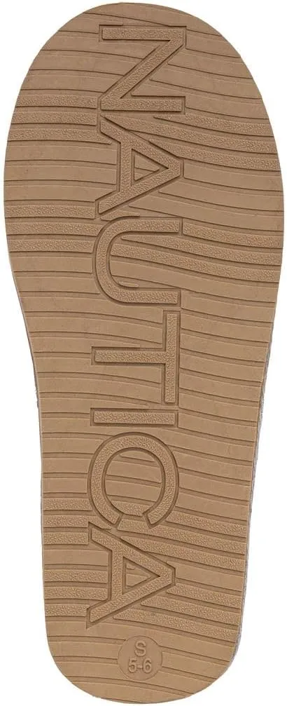 Nautica Women's Cozy Clog Slippers with Plush Faux Fur Collar and Durable Rubber Sole for Indoor & Outdoor Comfort