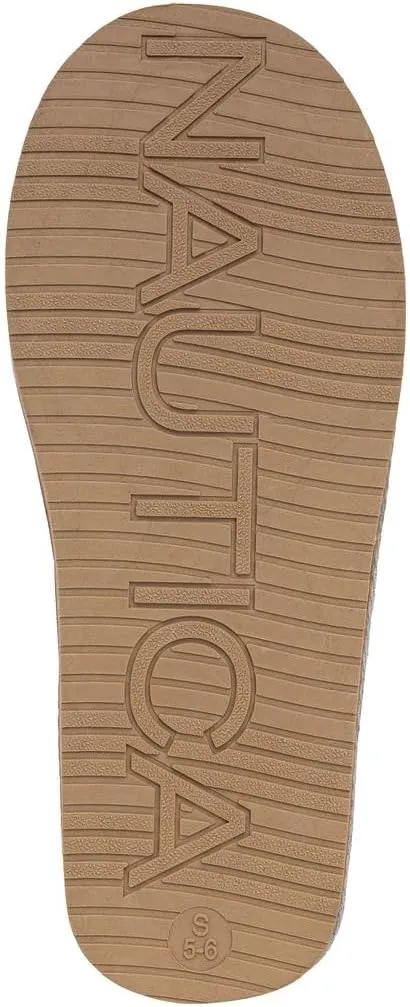Nautica Women's Cozy Clog Slippers with Plush Faux Fur Collar and Durable Rubber Sole for Indoor & Outdoor Comfort