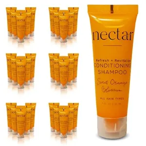 Nectar Bulk 2-in-1 Conditioning Shampoo - Sweet Orange Blossom, Mini Travel Size Toiletries - Hotel Amenities, Suitable for All Hair Types (25 Count)