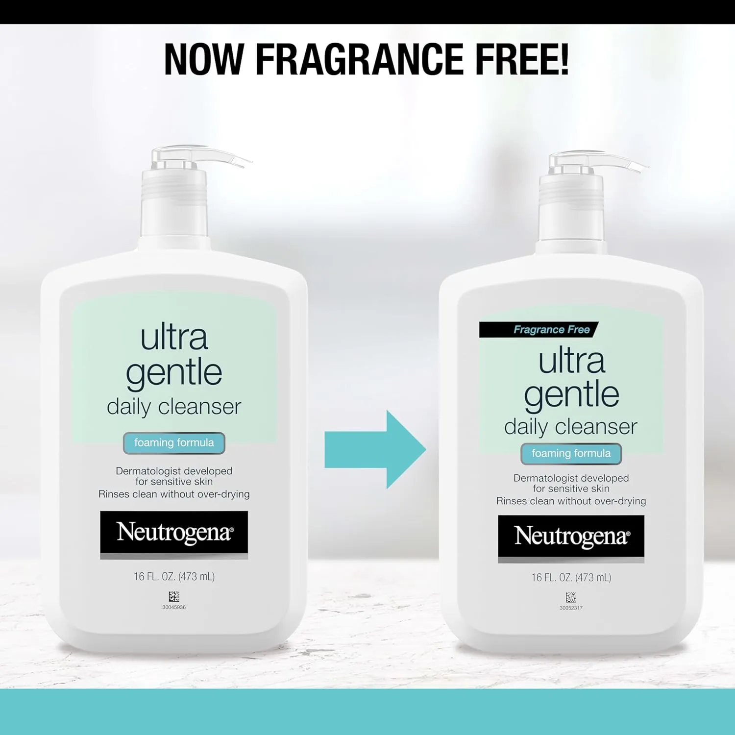 Neutrogena Fragrance Free Ultra Gentle Foaming Daily Cleanser, Hydrating Face Wash for Sensitive Skin, Removes Makeup & Gently Cleanses Without Over Drying, Hypoallergenic, 16 fl. oz