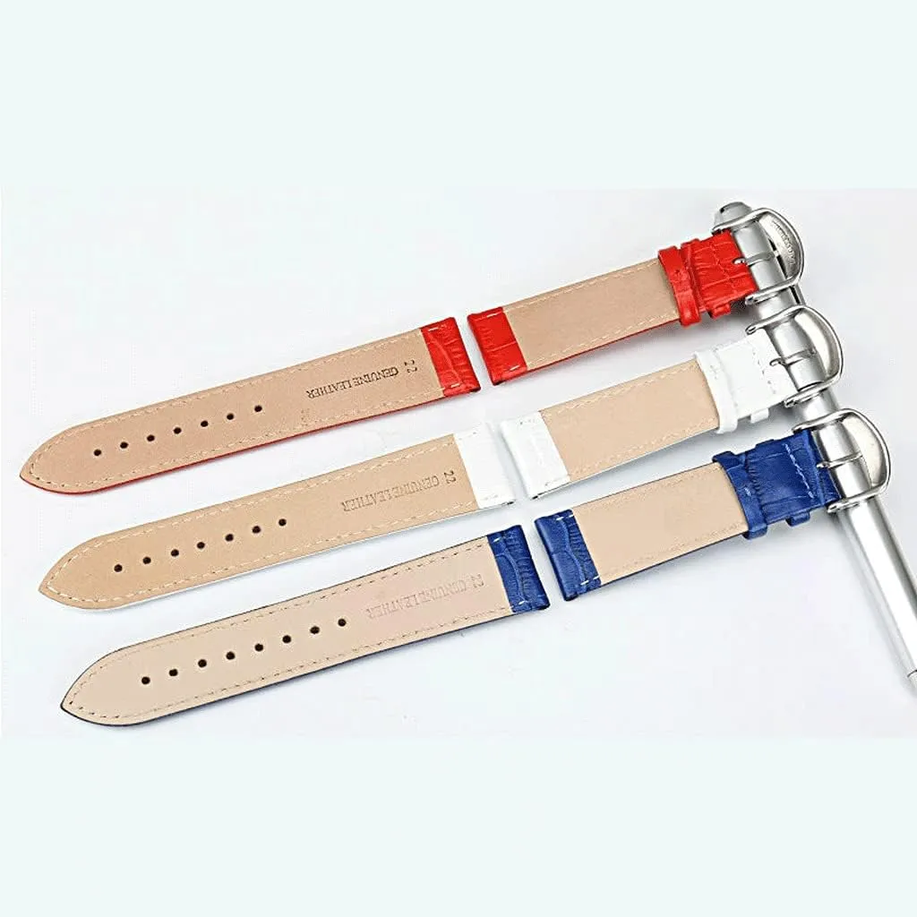 New Leather Strap 16mm 18mm 20mm 22mm White Watch Bracelet Strap Watch Accessory Case Suitable for(White-Dinosaur Doodle4,19mm)