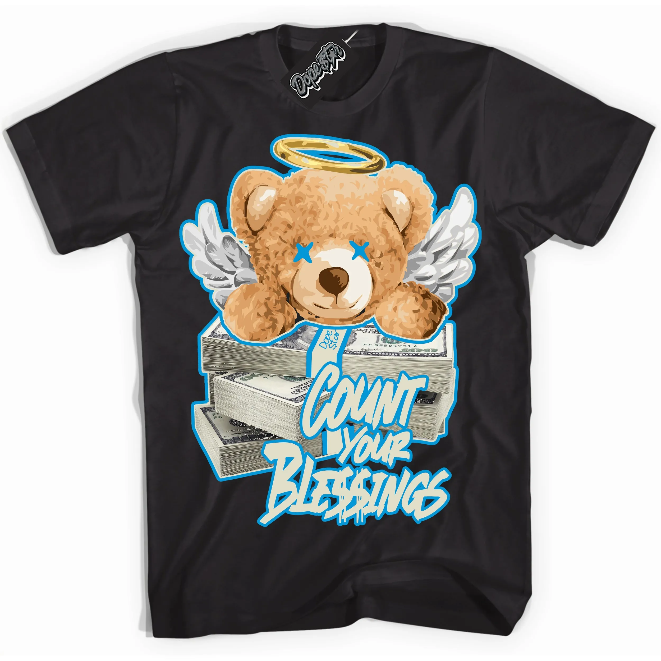 Next Nature Light Khaki Star Blue Dunk Sneaker Shirt Count Your Blessings Graphic