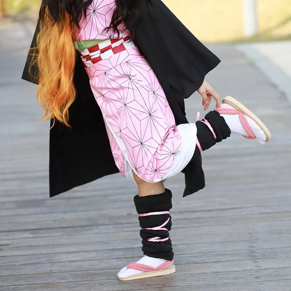 Nezuko Cosplay Clogs Kochou Clog Rengoku Geta Tanjirou Zenitsu Clog Wooden Flip Flops with Socks