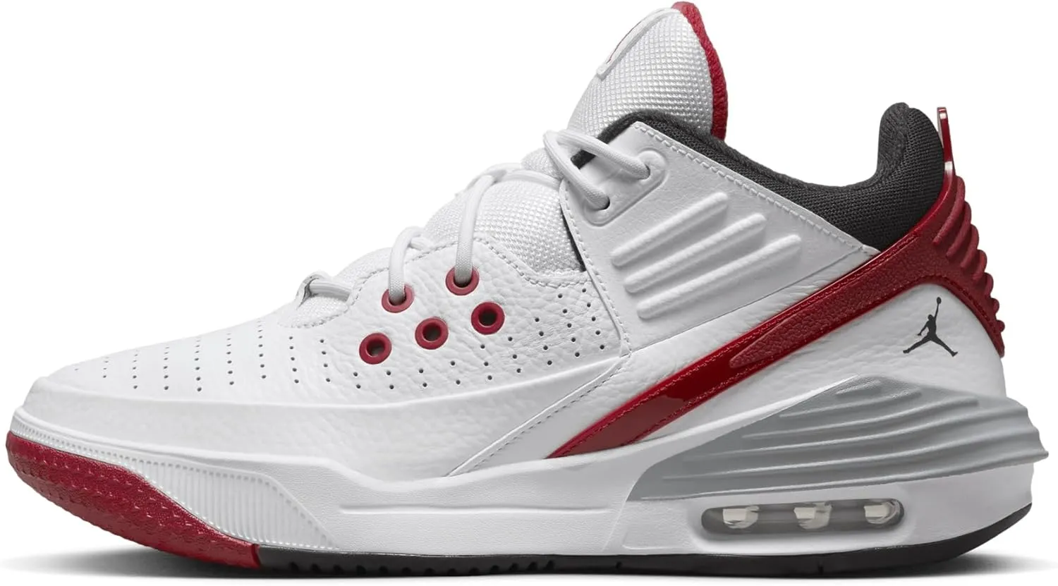 NIKE Jordan Max Aura 5 Men's Shoes (DZ4353-101, White/Varsity Red/Wolf Grey/Black) Size 10