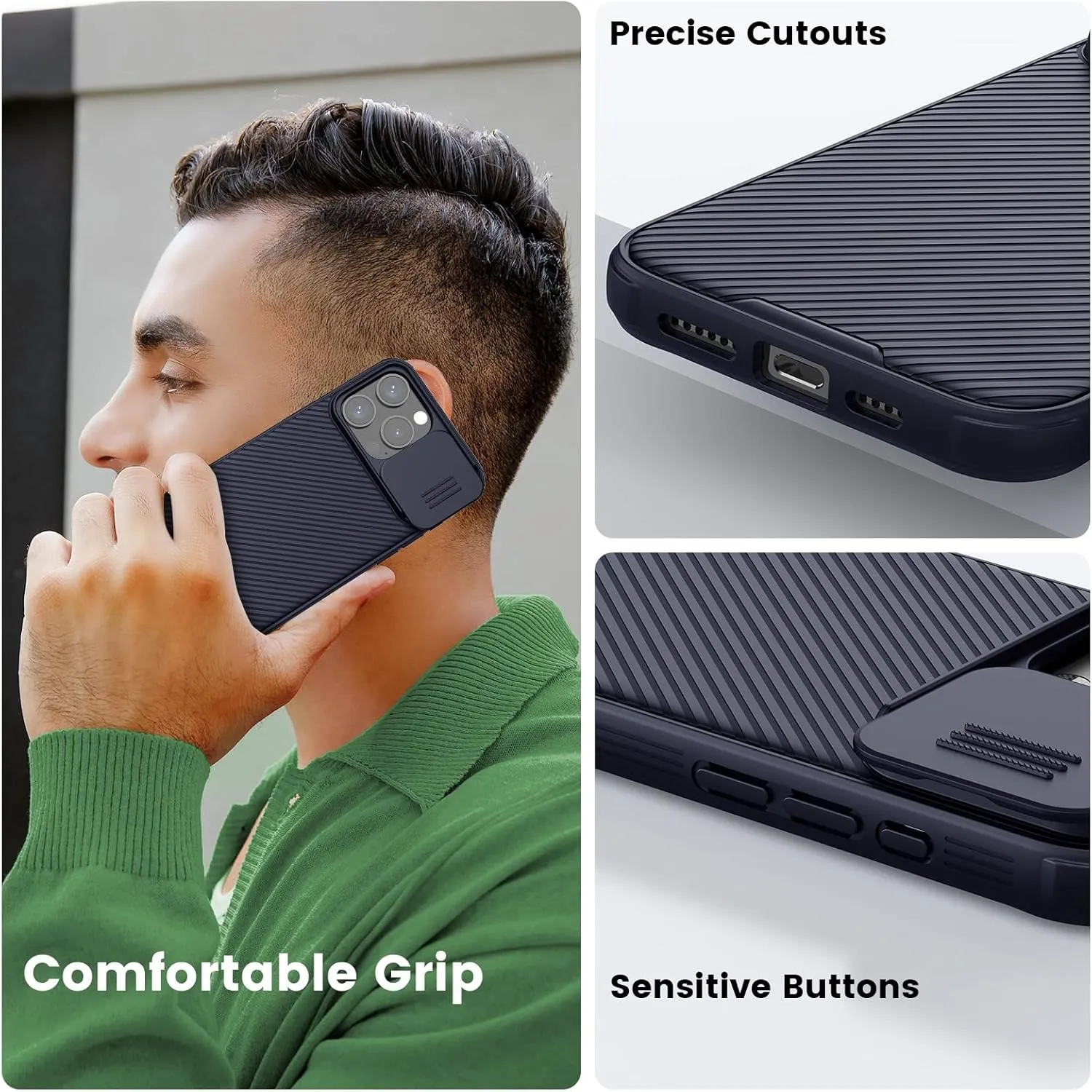 Nillkin for iPhone 15 Pro Case with Sliding Camera Cover, Slim Shockproof Protective Phone Case, [Upgraded Lens Protection], [Hard PC TPU Bumper], [Anti-Fingerprint], 6.1" 2023, Dark Purple