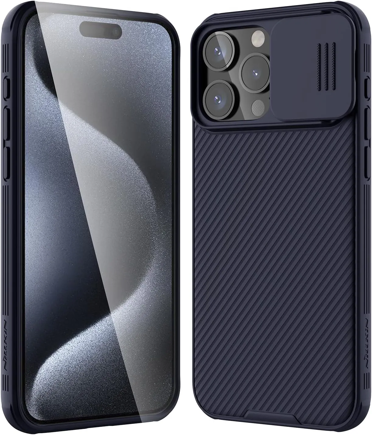 Nillkin for iPhone 15 Pro Case with Sliding Camera Cover, Slim Shockproof Protective Phone Case, [Upgraded Lens Protection], [Hard PC TPU Bumper], [Anti-Fingerprint], 6.1" 2023, Dark Purple