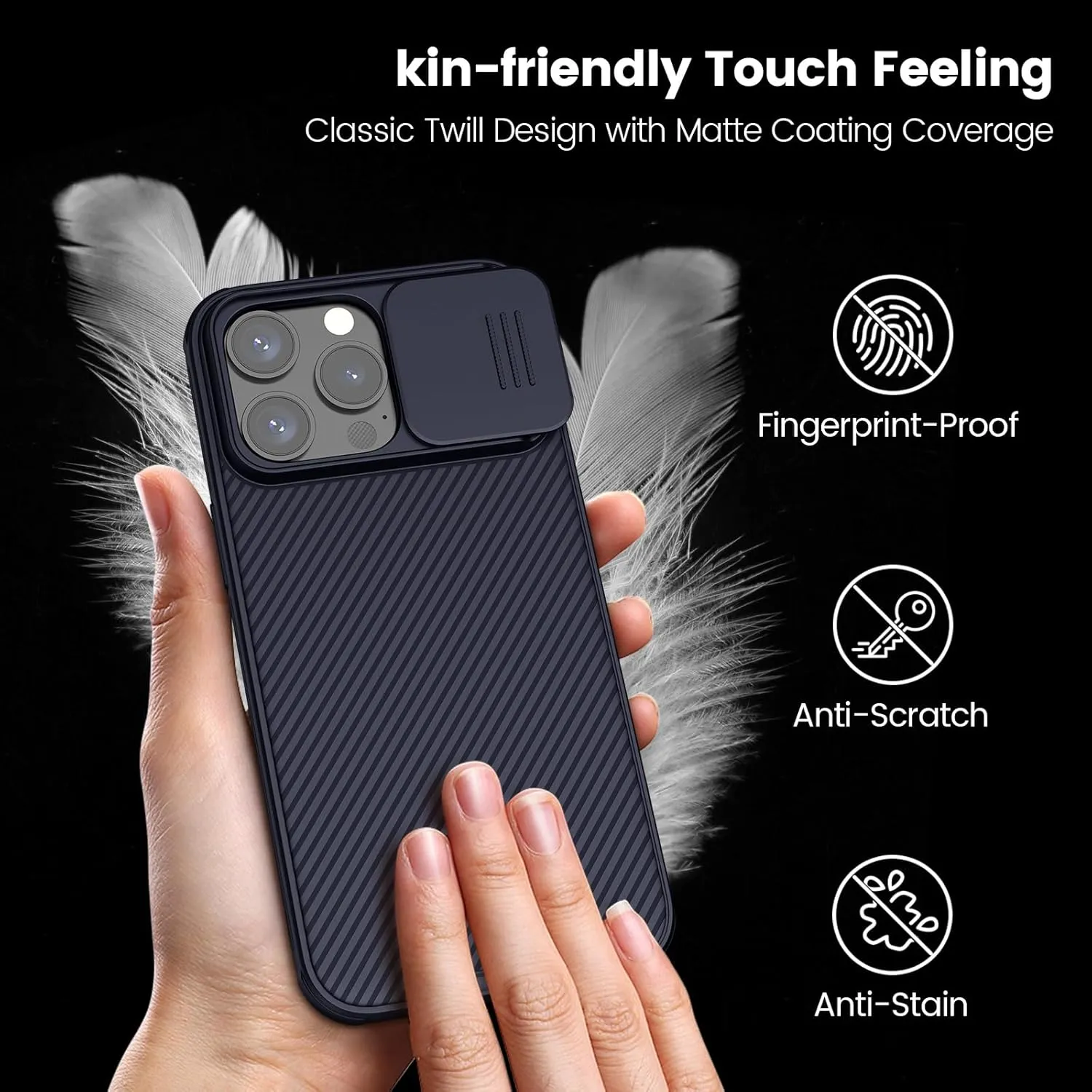 Nillkin for iPhone 15 Pro Case with Sliding Camera Cover, Slim Shockproof Protective Phone Case, [Upgraded Lens Protection], [Hard PC TPU Bumper], [Anti-Fingerprint], 6.1" 2023, Dark Purple