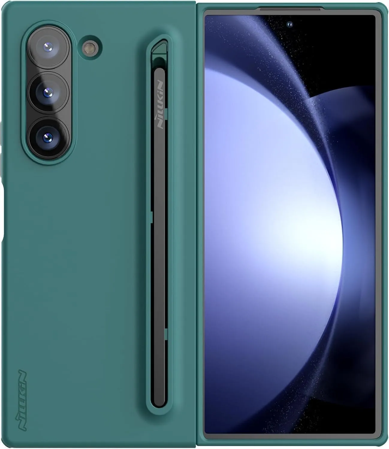 Nillkin for Samsung Fold 6 Case with Writing Pen 【Upgrade Version】, Superior Liquid Silicone & Wireless Charging & S Pen Holder Slot Protective Samsung Galaxy Z Fold 6 Slim S Pen Phone Case, Green