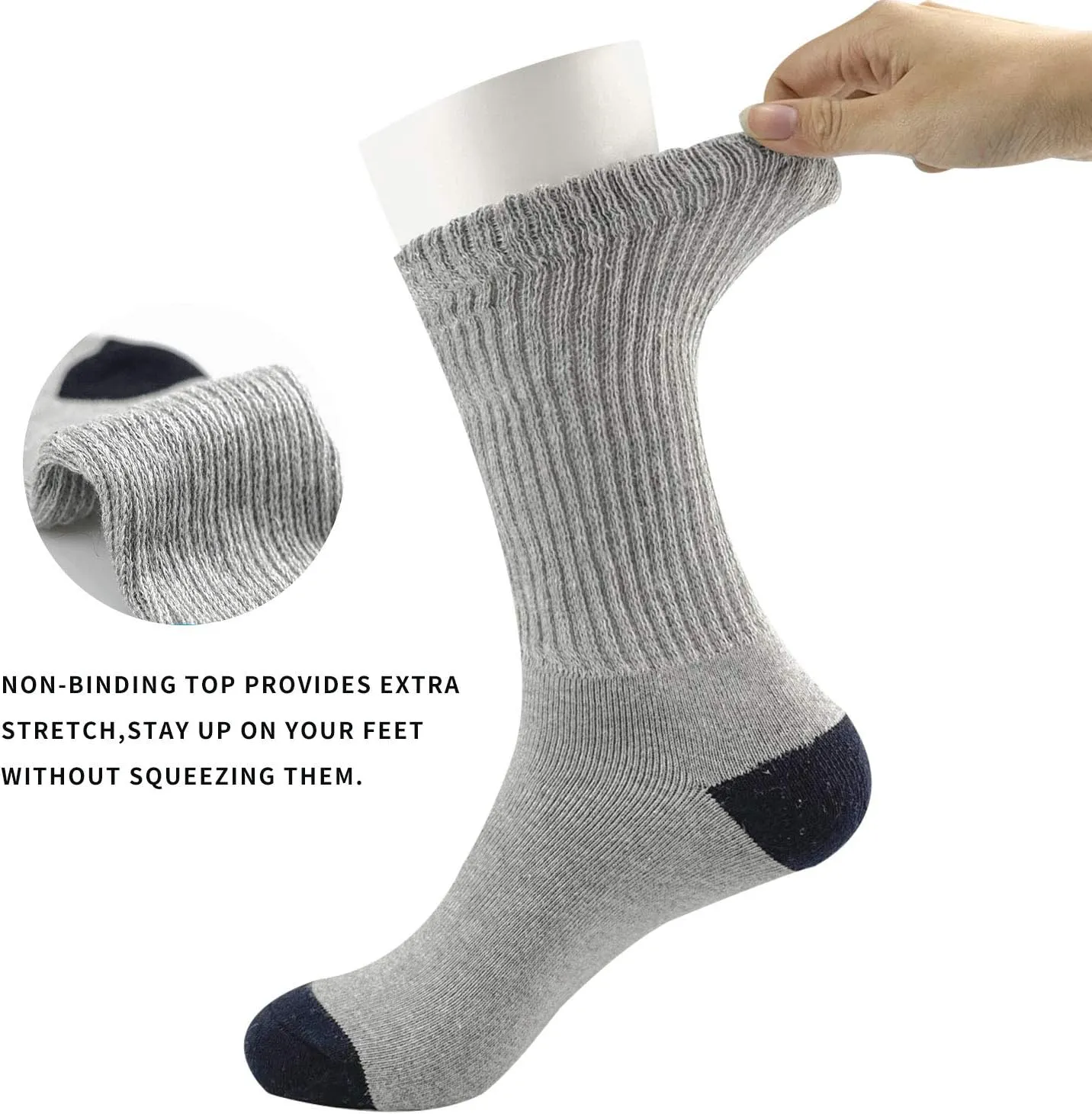 Non-Binding Top Extra Wide Diabetic Socks Cushioned Thick Warm Socks