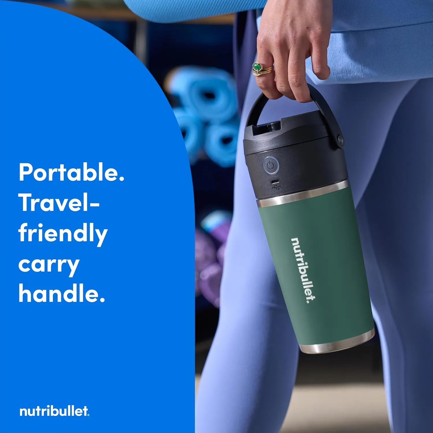 nutribullet Flip Portable Blender with Insulated Cup, Eucalyptus, NBPB50350EUC
