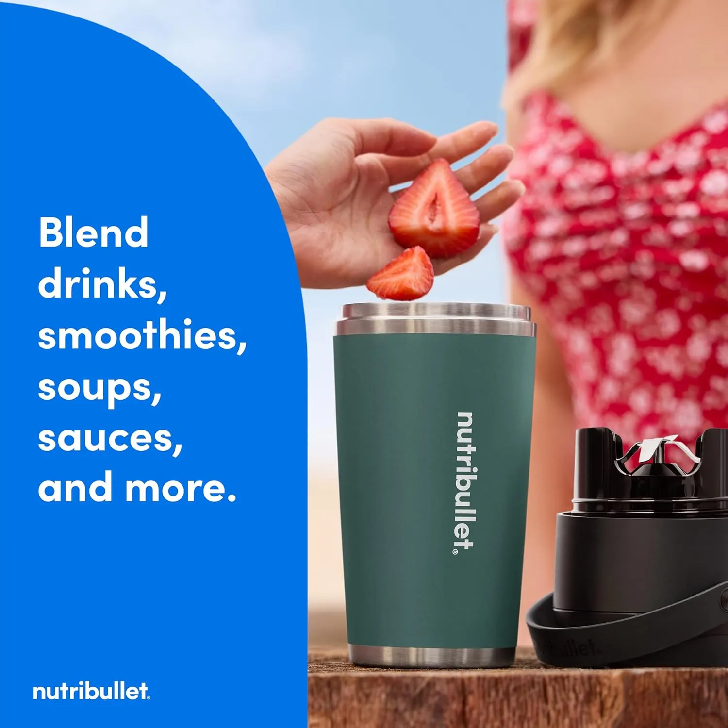 nutribullet Flip Portable Blender with Insulated Cup, Eucalyptus, NBPB50350EUC