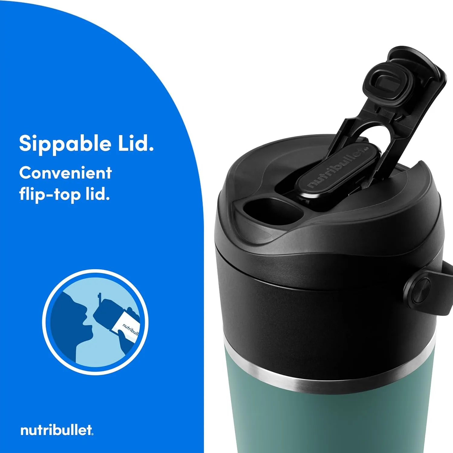nutribullet Flip Portable Blender with Insulated Cup, Eucalyptus, NBPB50350EUC