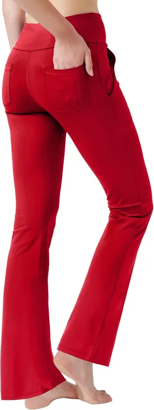 nuveti Women's High Waisted Boot Cut Yoga Pants 4 Pockets Workout Pants Tummy Control Women Bootleg Work Pants Dress Pants