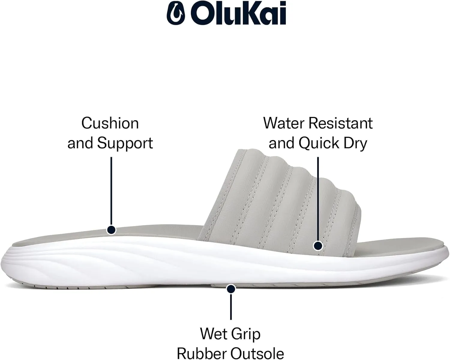 OLUKAI Komo Men's Slide Sandals, Water-Friendly Shoe with Cushioned Strap, All-Day Comfort & Support