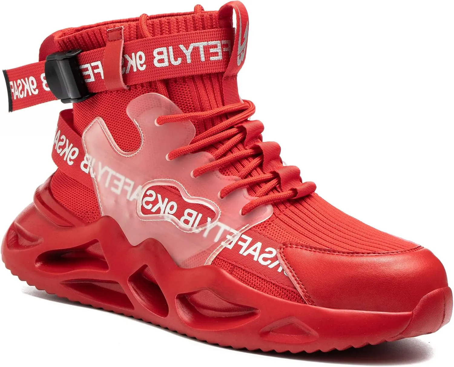 ORISTACO Steel Toe Safety High-Cut Boot, Breathable Lightweight Smash-Proof Industries Construction Work Shoes