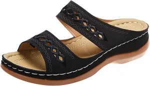 Orthopedic Sandals for Women Fashion Backless Walking Sandals Platform Wedge Sandal with Arch Support Open Toe Slip On Flip Flop Dressy Summer Flat Walking Slippers