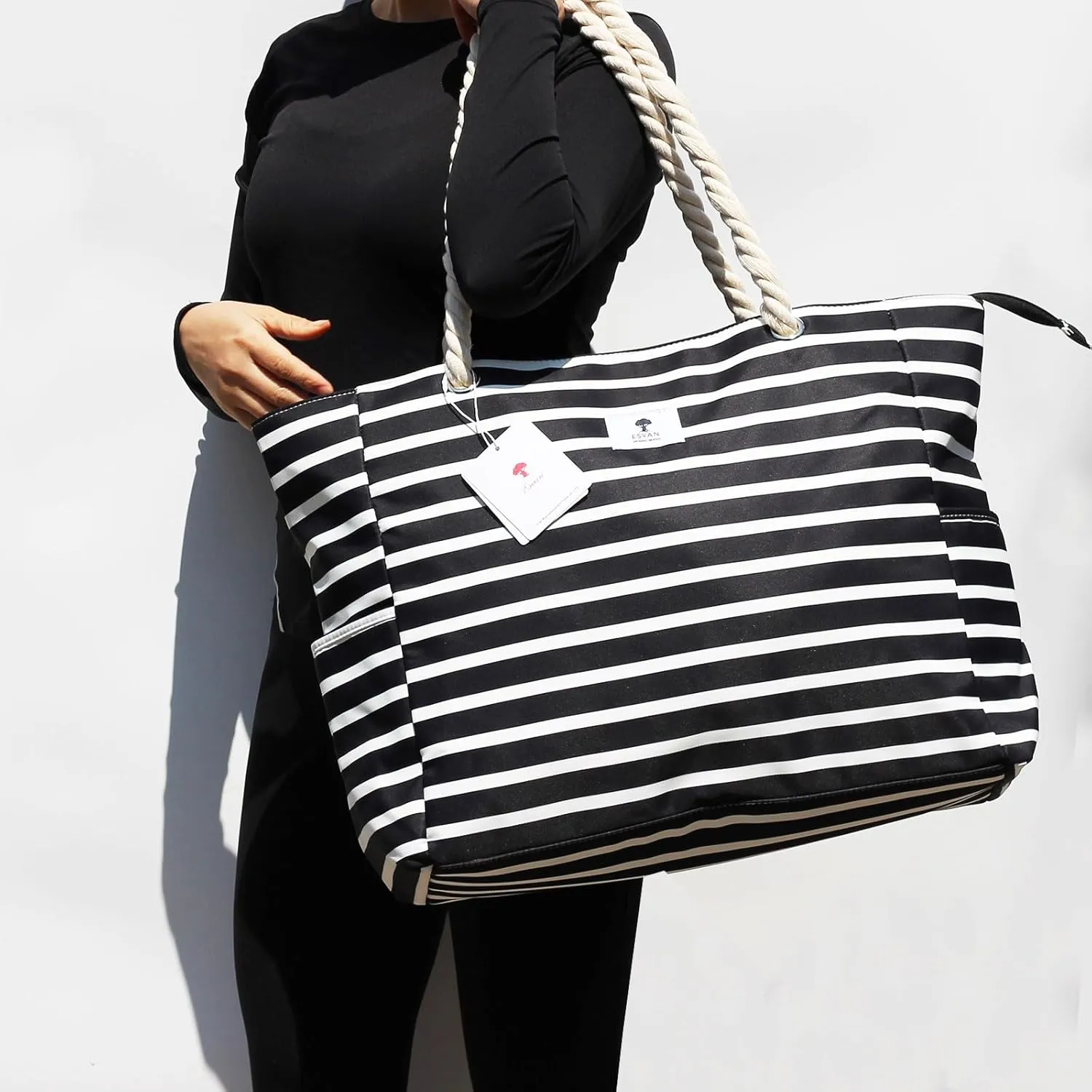 OVERSIZE BEACH BAG Large Tote Bag for Women Waterproof Sandproof with Dry Wet Compartment for Pool Gym Travel