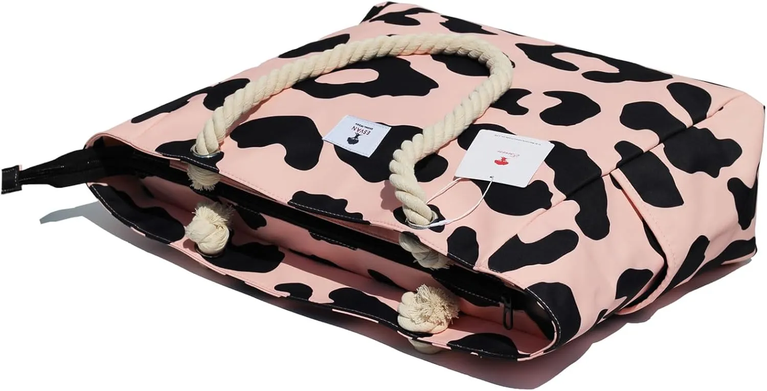 OVERSIZE BEACH BAG Large Tote Bag for Women Waterproof Sandproof with Dry Wet Compartment for Pool Gym Travel