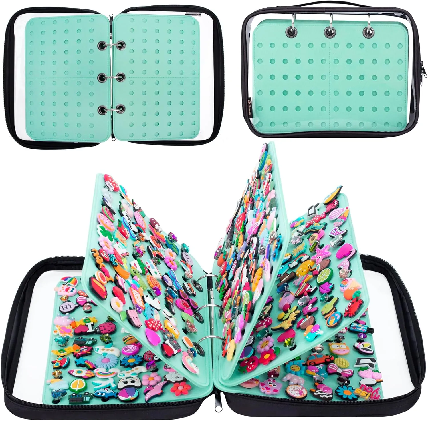 PACMAXI Shoe Charms Organizer, Display Holder with 5 Pages, Portable Travel Storage Bag for Charms Collection