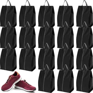 Paterr 18 Pcs Shoe Bags for Travel XX-Large Storage Packing Organizer Waterproof Shoe Carrier with Zipper Protable Covers for Travel for Women Men, Black
