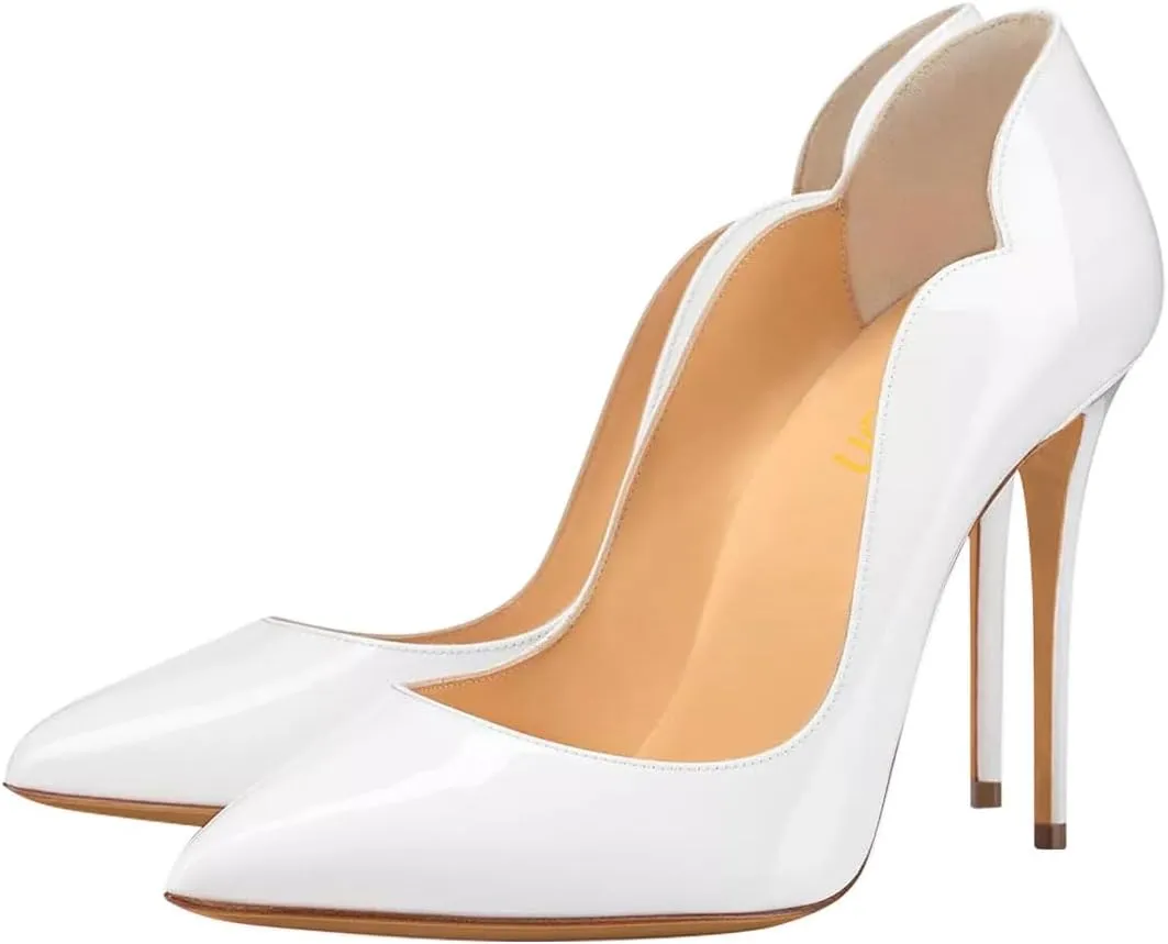 Pazzion Women Chic Sky High Heels Notched Pumps Pointed Toe Stiletto Slip On Formal Event Party Shoes Size 4-16 US