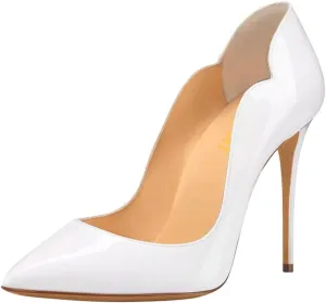 Pazzion Women Chic Sky High Heels Notched Pumps Pointed Toe Stiletto Slip On Formal Event Party Shoes Size 4-16 US