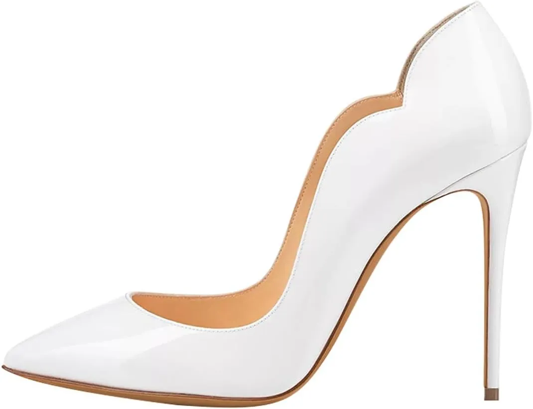 Pazzion Women Chic Sky High Heels Notched Pumps Pointed Toe Stiletto Slip On Formal Event Party Shoes Size 4-16 US