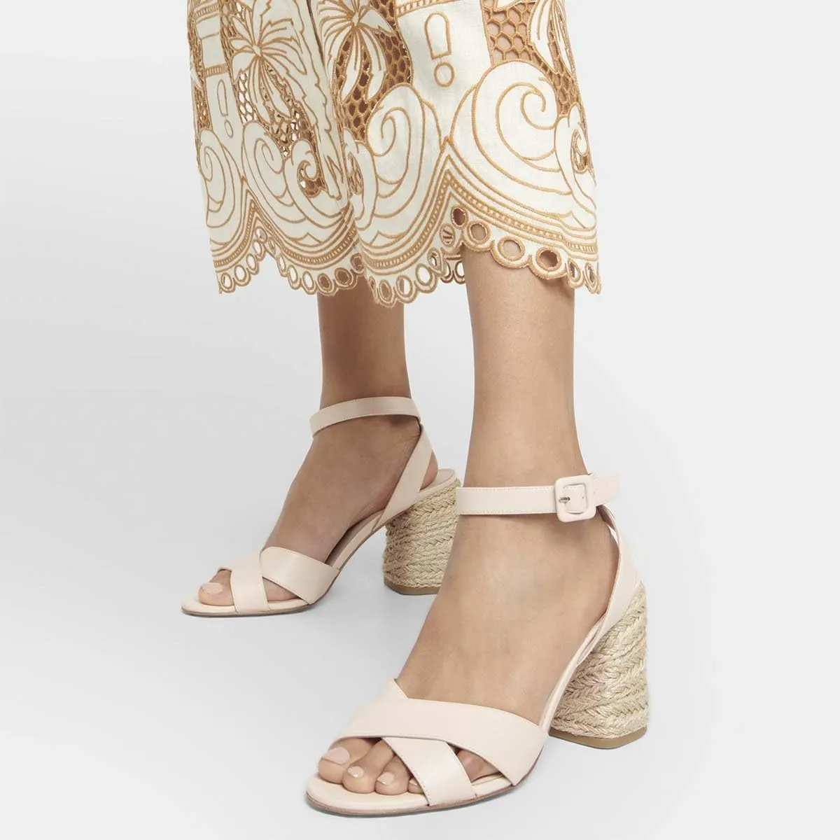 Pazzion Women Open Round Toe Block Heeled Sandals Crossover Straps Buckle Up High Heel Pumps Fashion Summer Evening Shoes Size 4-16 US