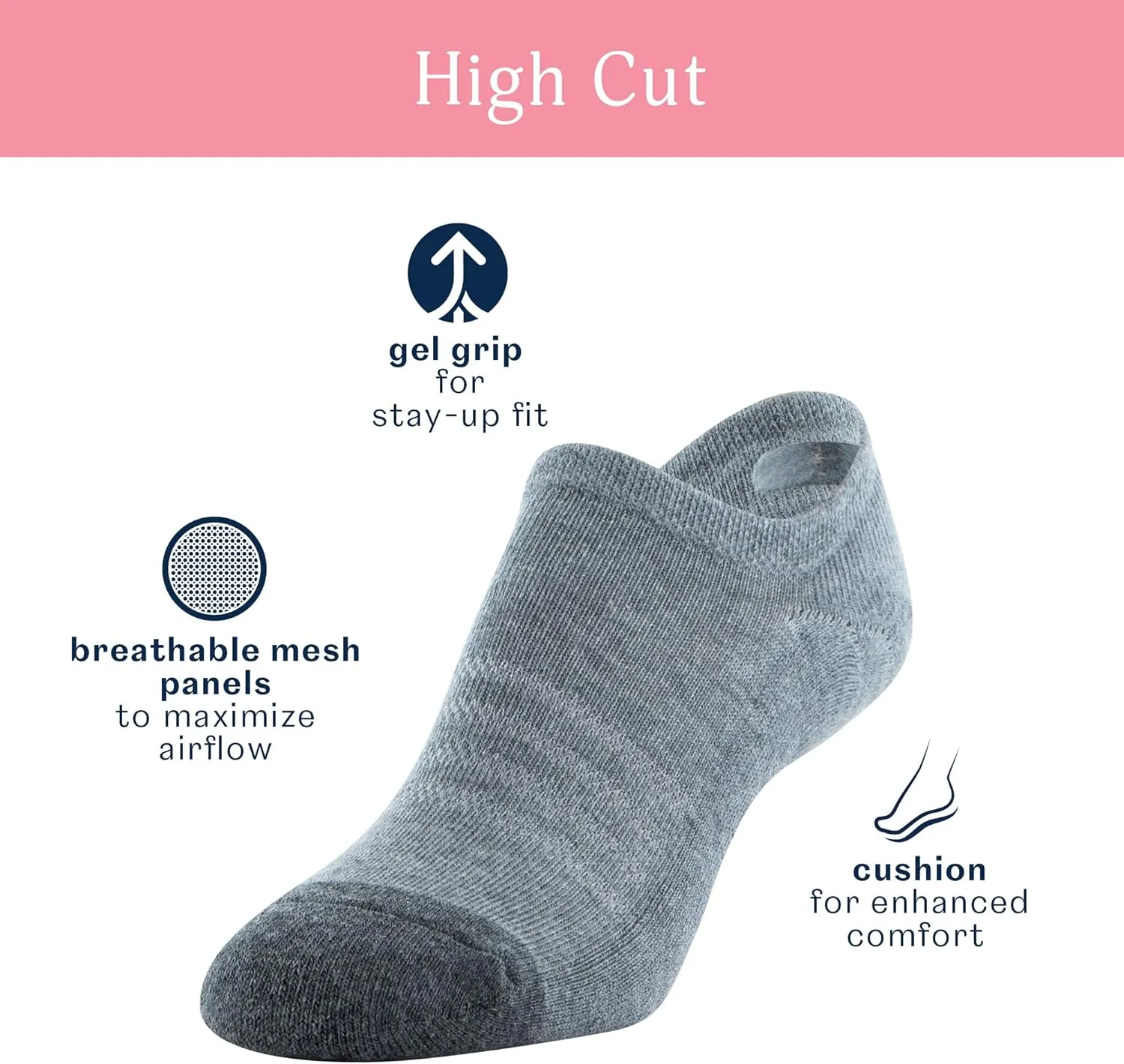 Peds Women's High Cut No Show Socks, 12-Pairs