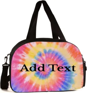 Personalized Tie Dye Gym Sports Travel Duffel Bag with Shoe Compartment - Add Name or Text