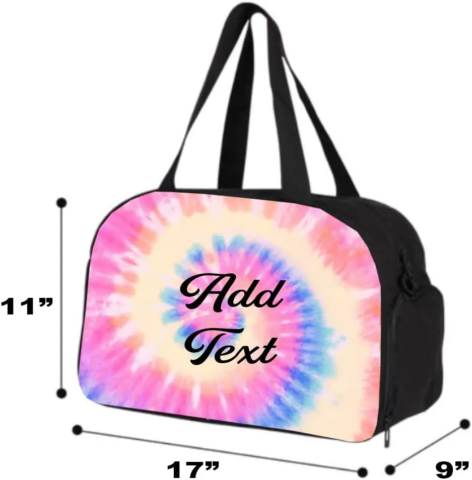 Personalized Tie Dye Gym Sports Travel Duffel Bag with Shoe Compartment - Add Name or Text