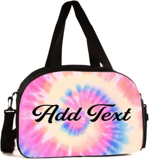 Personalized Tie Dye Gym Sports Travel Duffel Bag with Shoe Compartment - Add Name or Text