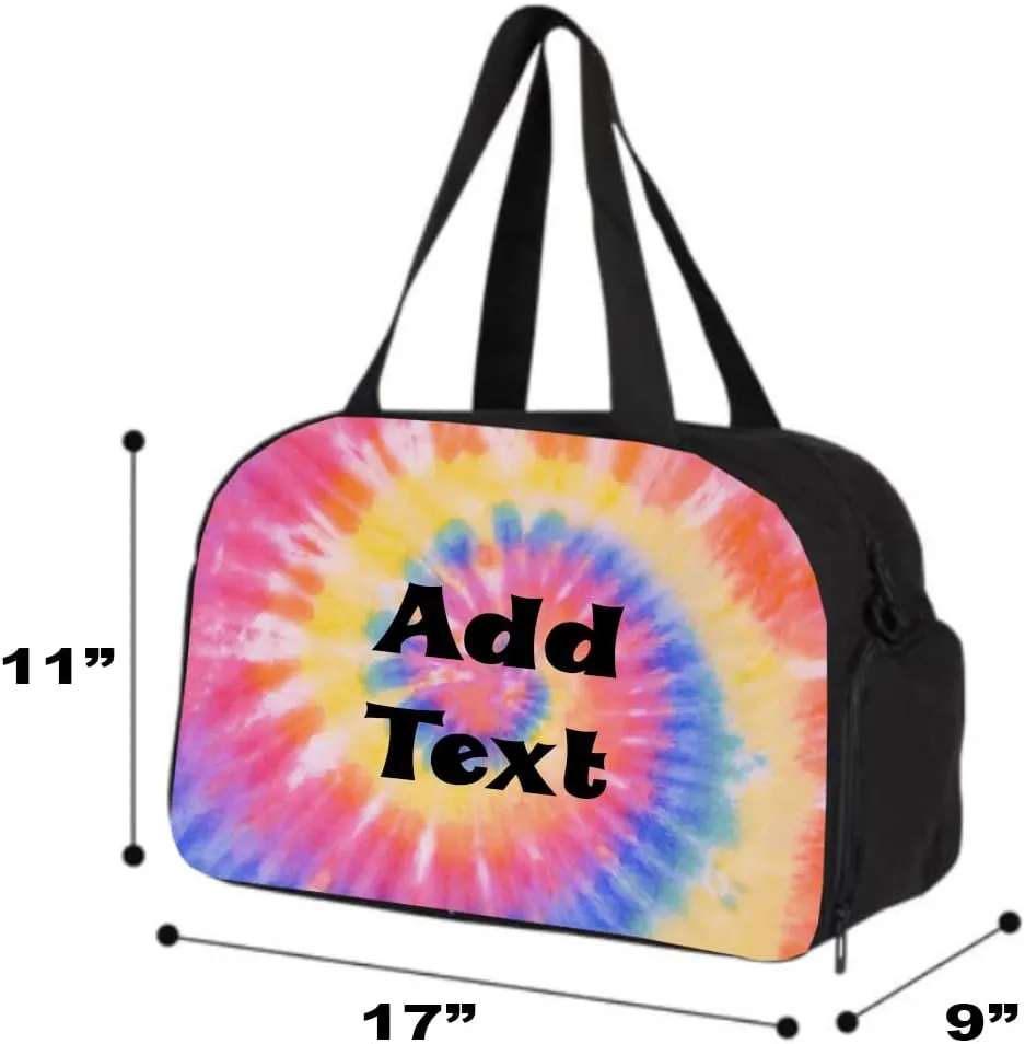Personalized Tie Dye Gym Sports Travel Duffel Bag with Shoe Compartment - Add Name or Text