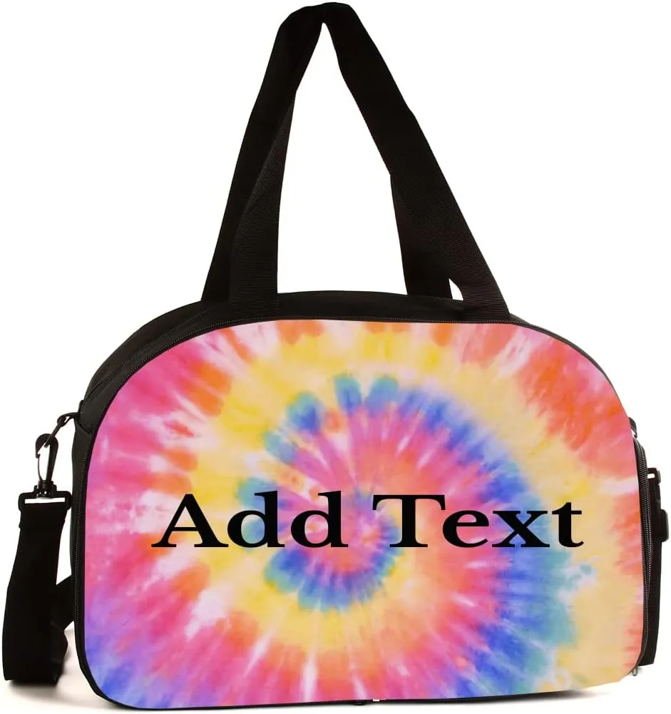 Personalized Tie Dye Gym Sports Travel Duffel Bag with Shoe Compartment - Add Name or Text