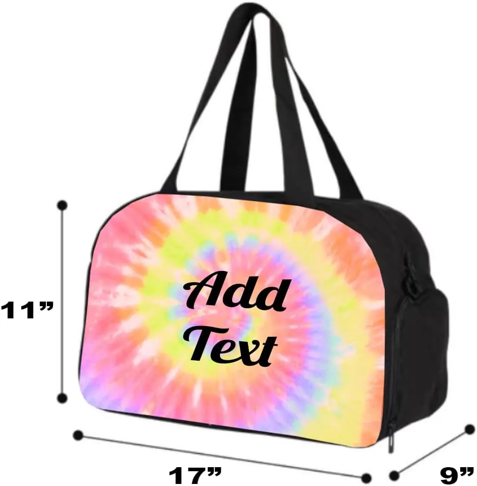 Personalized Tie Dye Gym Sports Travel Duffel Bag with Shoe Compartment - Add Name or Text