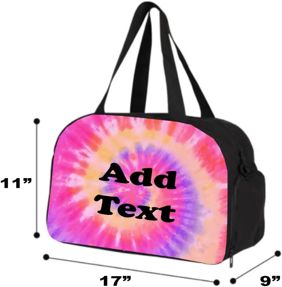 Personalized Tie Dye Gym Sports Travel Duffel Bag with Shoe Compartment - Add Name or Text