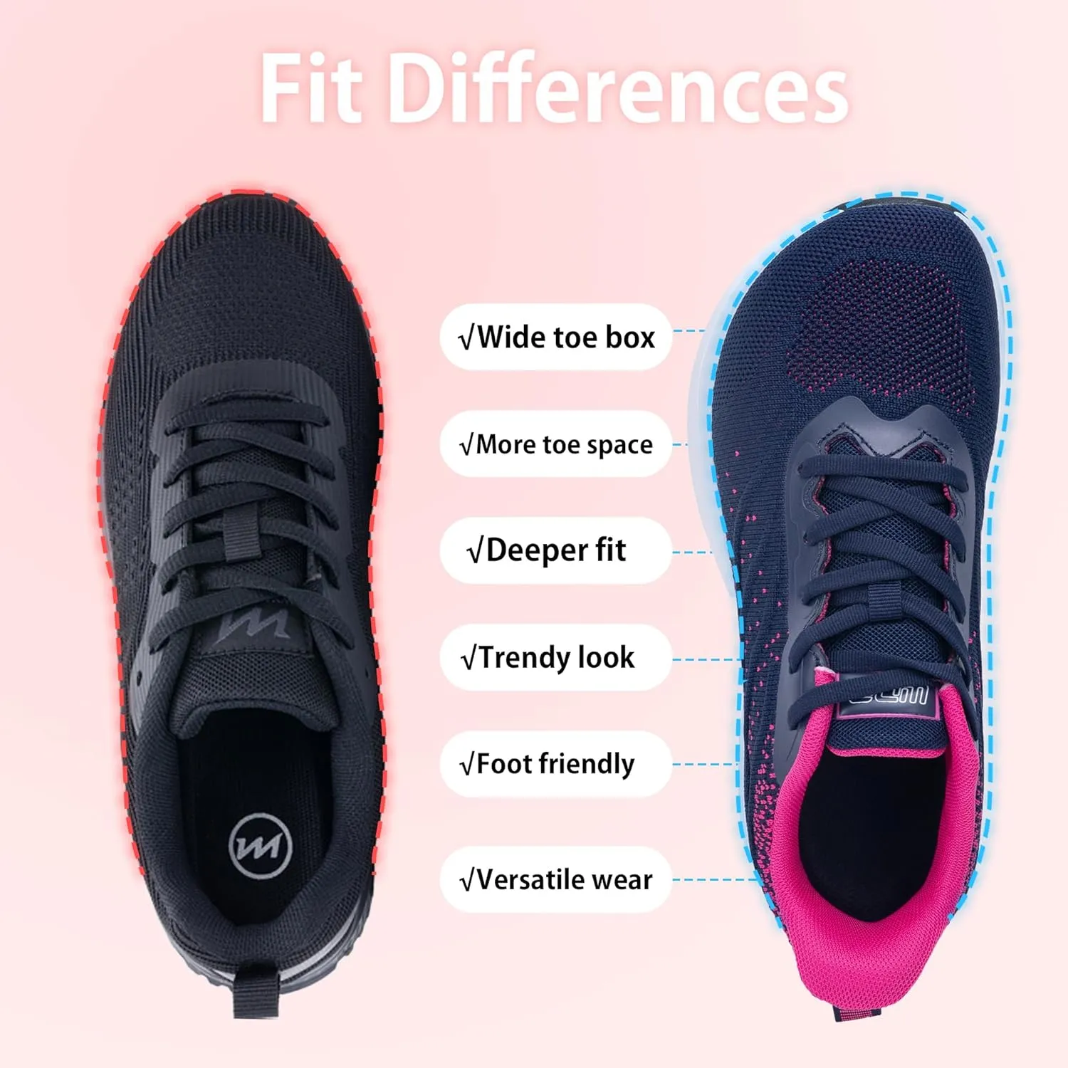 PERSOUL Womens Wide Toe Box Walking Shoes Comfortable Running Athletic Tennis Shoes Casual Workout Sneaker for Plantar Fasciitis Foot Pain Relief, Size 6-11