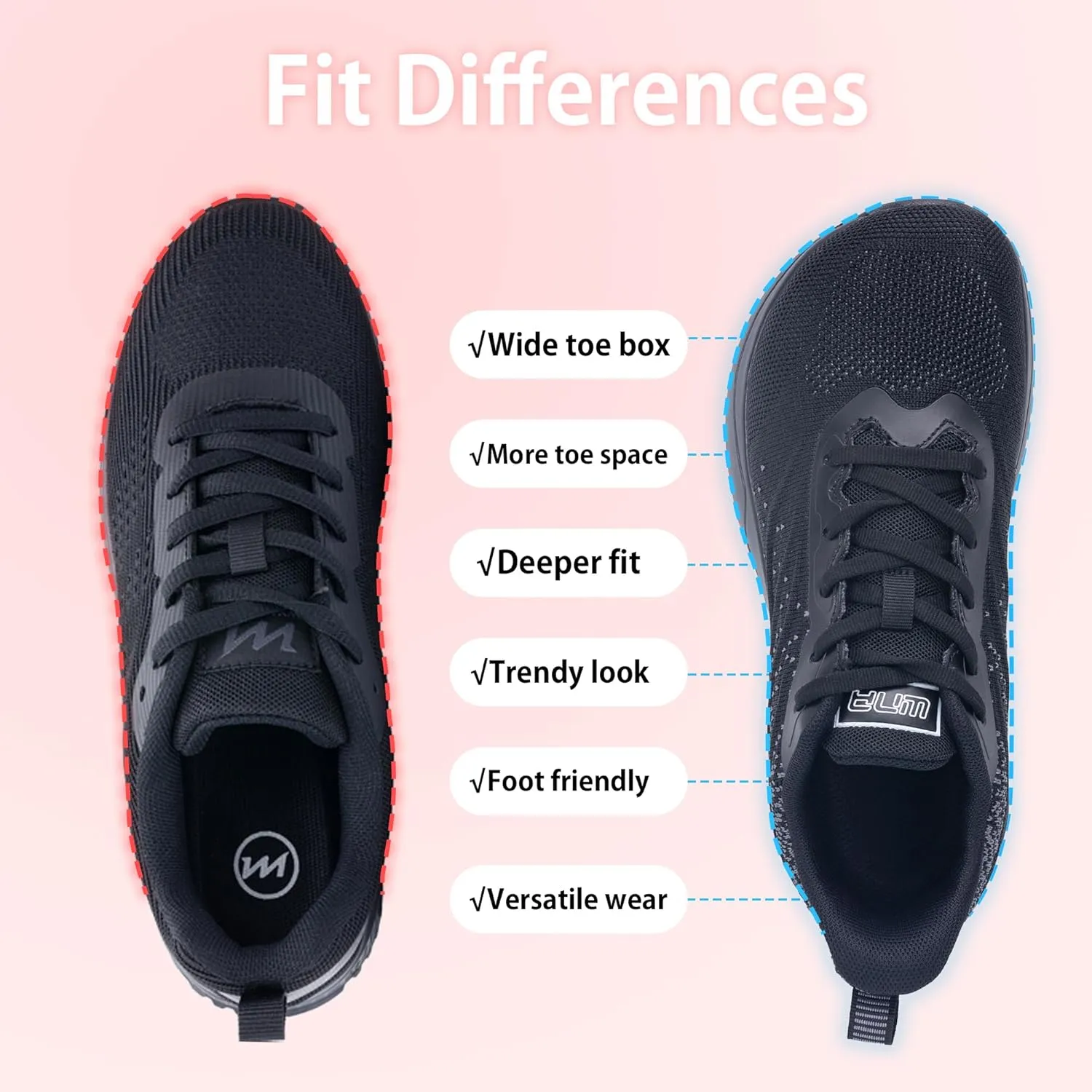 PERSOUL Womens Wide Toe Box Walking Shoes Comfortable Running Athletic Tennis Shoes Casual Workout Sneaker for Plantar Fasciitis Foot Pain Relief, Size 6-11