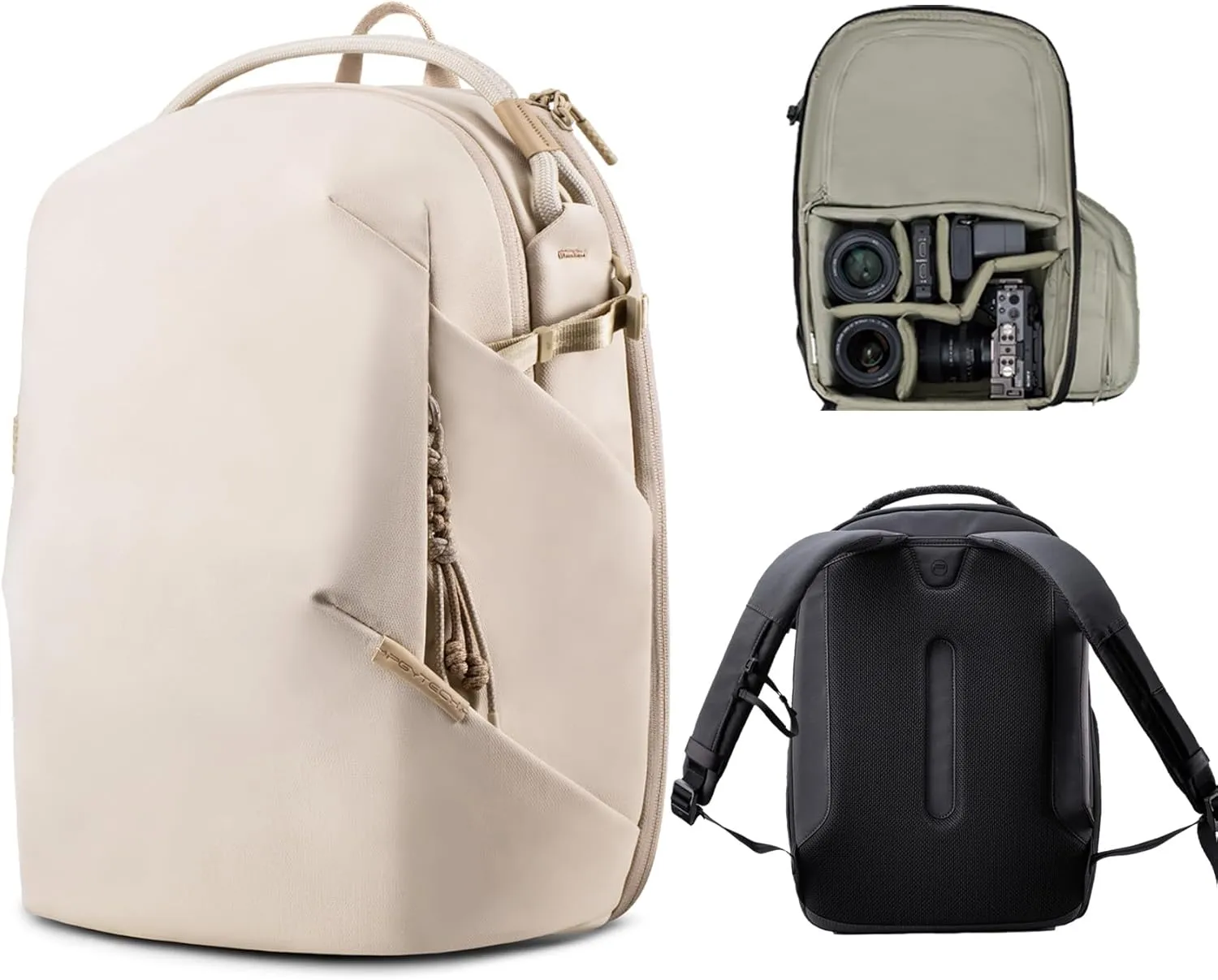 PGYTECH OneGo Lite Camera Backpack Water-Resistant DSLR/Mirrorless Bag for Sony/Canon/Fujifilm, Drone Backpack, Tripod Mount Travel & Weekend Photography Pack for 14" Laptop (Cream, 16L)