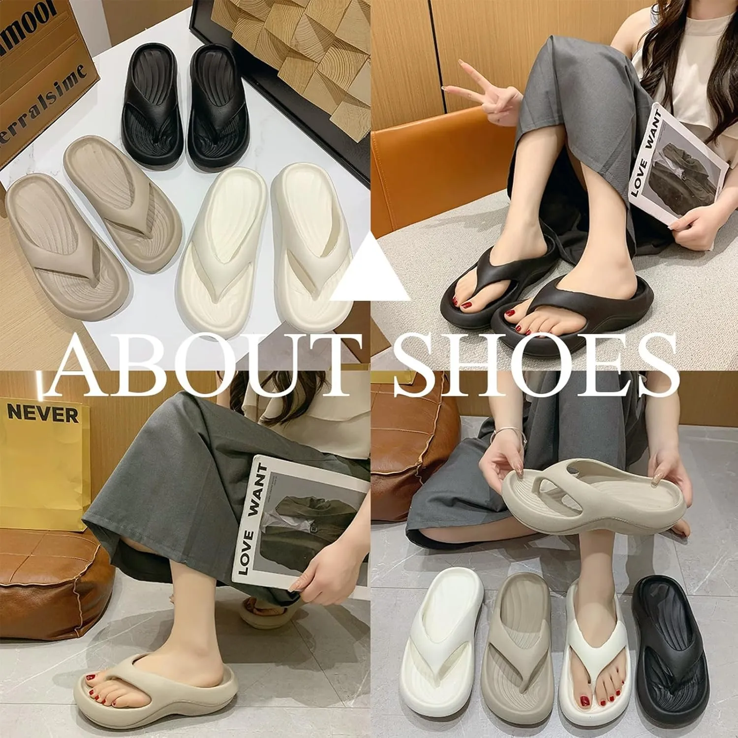Pillow Arch Support Flip Flops, Womens Orthopedic Sandals, Lightweight Non-slip Comfort Summer Slides, Arch Support Flip Flops for Women Men